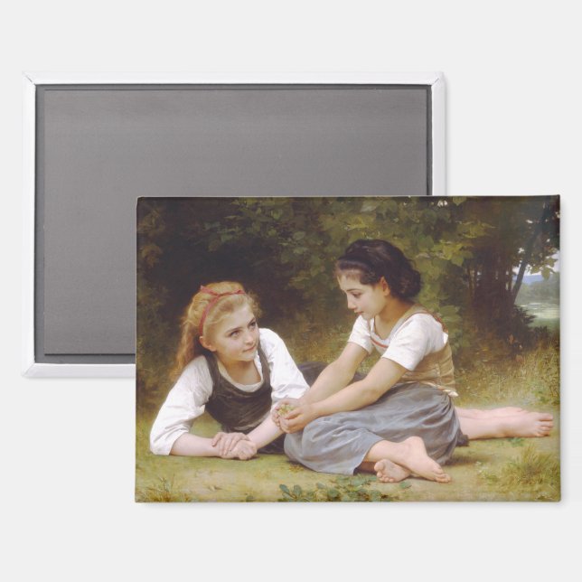 Les Noisettes: Young Girls Collecting Hazelnuts Magnet (Front/Back)