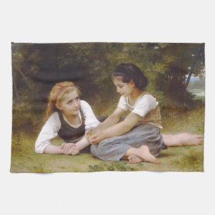 Les Noisettes: Young Girls Collecting Hazelnuts Tea Towel