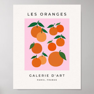 Les Oranges 01 Retro Fruit Pink And Orange Poster