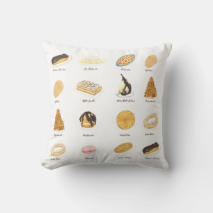Les Pâtisserie Françaises watercolor Cushion