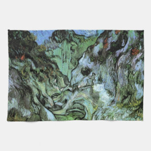 Les Peiroulets Ravine by Vincent van Gogh Tea Towel
