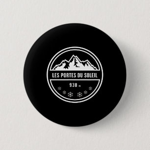 Les Portes Du Soleil Alpine Skiing Snowboarding Mo 6 Cm Round Badge