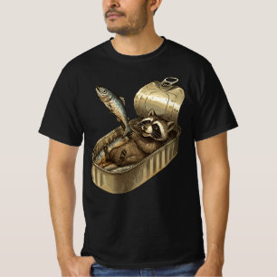 Les Sardines Raccoon   Funny Tinned Fish Raccoon  T-Shirt