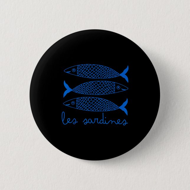 Les Sardines Tinned Fish Retro Graphic For Men Wom 6 Cm Round Badge (Front)