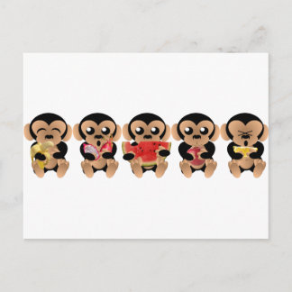 Les singes qui aiment les fruits postcard