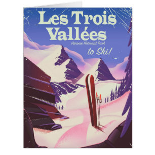 Les Trois Vallées Ski travel poster