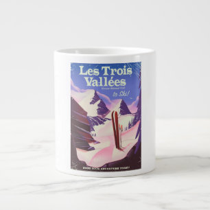 Les Trois Vallées Ski travel poster Large Coffee Mug