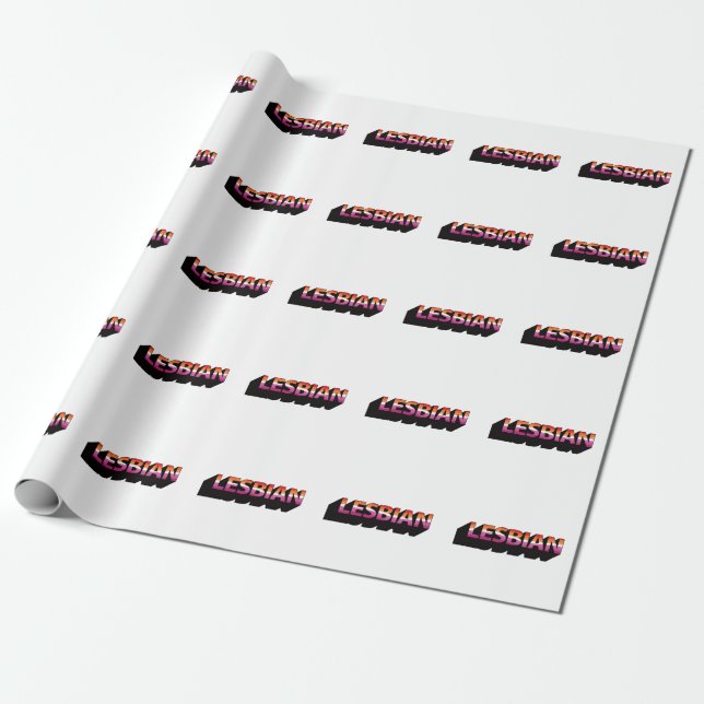 LESBIAN 3D Flag Wrapping Paper (Unrolled)