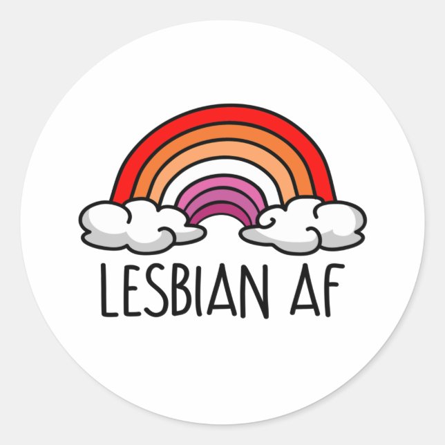 LESBIAN AF CLASSIC ROUND STICKER (Front)