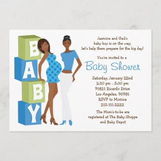 Lesbian Baby Shower Invitation for Boy