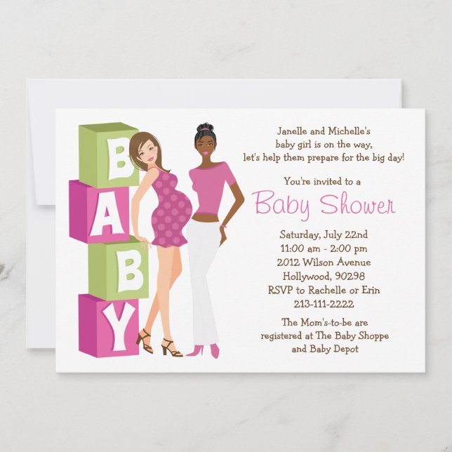 Lesbian Baby Shower Invitation for Girl (Front)