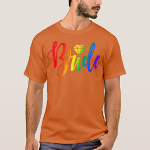 Lesbian Bride Rainbow LGBT Wedding Engagement Tee