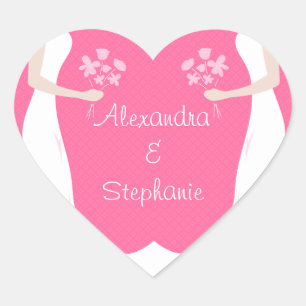 Lesbian Brides Personalised Heart Sticker