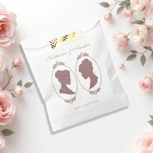 Lesbian Brides Regency Pink Flowers Favour Bags
