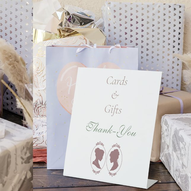 Lesbian Brides Regency Pink Roses Cards & Gifts Pedestal Sign (Creator Uploaded)