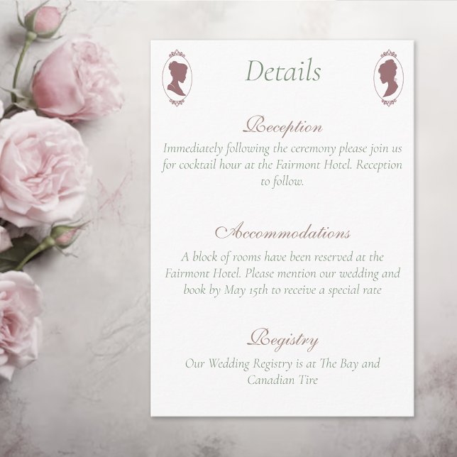 Lesbian Brides Regency Pink Roses Enclosure Card (Creator Uploaded)