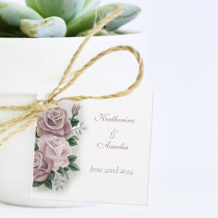 Lesbian Brides Regency Pink roses Favour Tags
