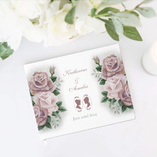 Lesbian Brides Regency Pink Roses Guest Book
