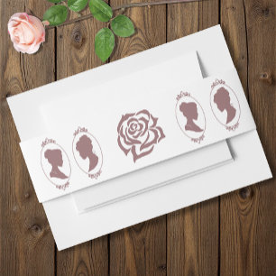Lesbian Brides Regency Pink Roses Invitation Belly Band
