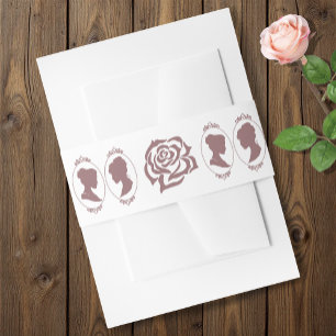 Lesbian Brides Regency Pink Roses Invitation Belly Band