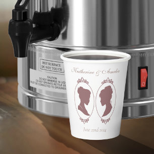 Lesbian Brides Regency Pink Roses Paper Cups