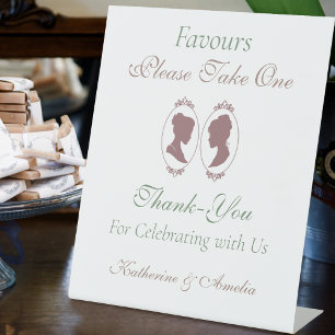 Lesbian Brides Regency Pink Roses Pedestal Sign