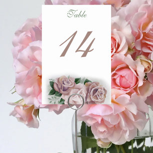 Lesbian Brides Regency Pink Roses Table Number