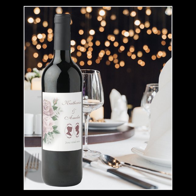 Lesbian Brides Regency Pink Roses Wine Label (Creator Uploaded)