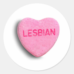 Lesbian Candy Heart Classic Round Sticker