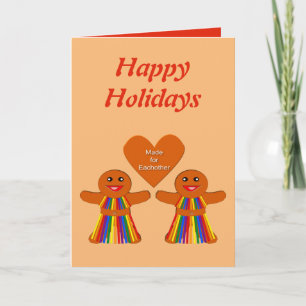 Lesbian Christmas Gingerbread Ladies Couple  Card