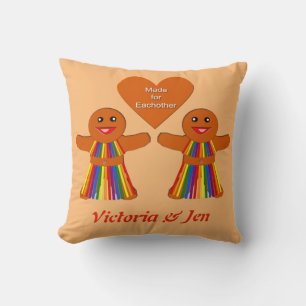 Lesbian Christmas Gingerbread Ladies Couple Cushion