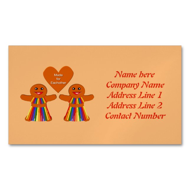 Lesbian Christmas Gingerbread Ladies Couple Custom Magnetic Business Card (Front)