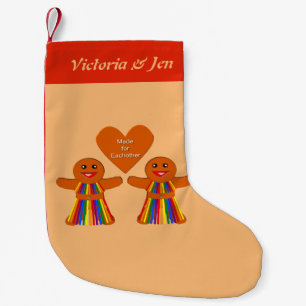 Lesbian Christmas Gingerbread Ladies Couple Custom Small Christmas Stocking