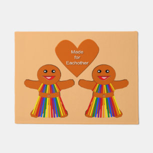 Lesbian Christmas Gingerbread Ladies Couple Doormat