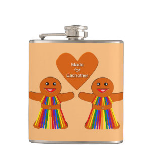 Lesbian Christmas Gingerbread Ladies Couple  Hip Flask