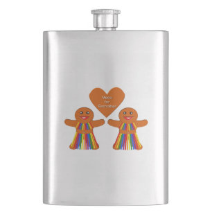 Lesbian Christmas Gingerbread Ladies Couple Hip Flask