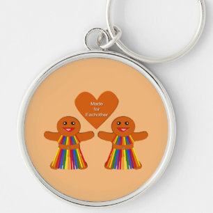 Lesbian Christmas Gingerbread Ladies Couple Key Ring