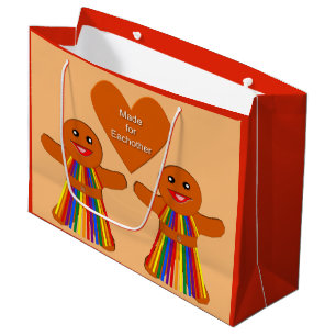 Lesbian Christmas Gingerbread Ladies Couple  Large Gift Bag