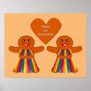 Lesbian Christmas Gingerbread Ladies Couple Poster