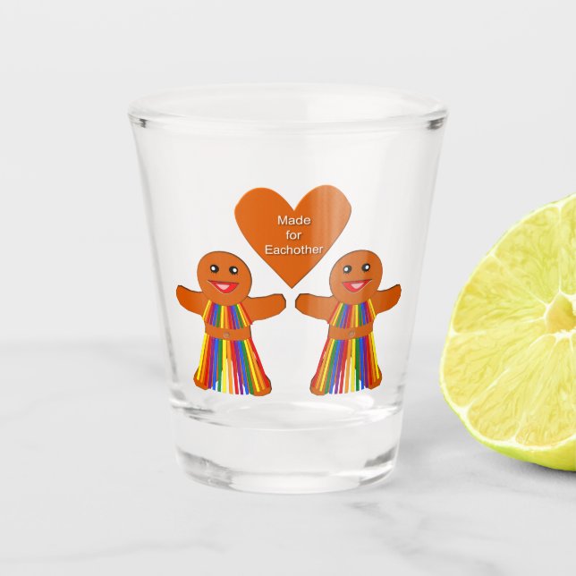 Lesbian Christmas Gingerbread Ladies Couple  Shot Glass (Front)