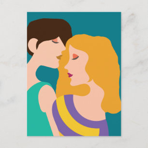 Lesbian Couple Beautiful Women in Love Drawing Postcard