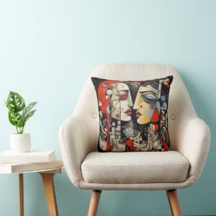 Lesbian Couple Cubism Cushion