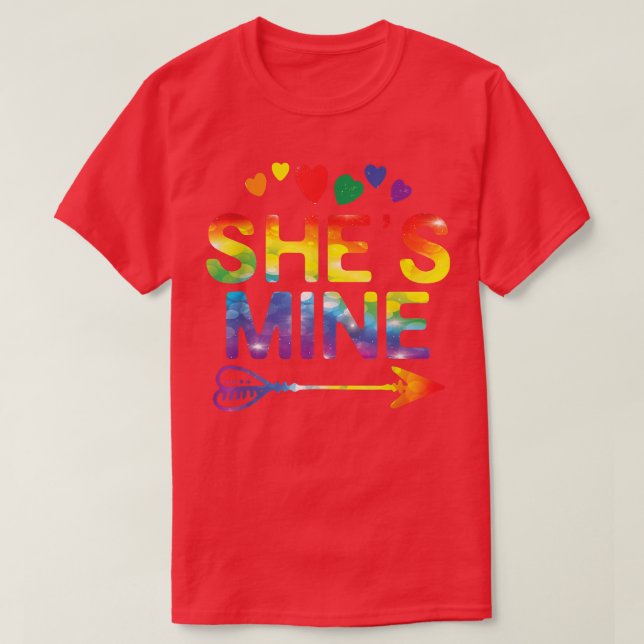 Lesbian Couple Funny She's Mine Matching LGBT Prid T-Shirt (Design Front)