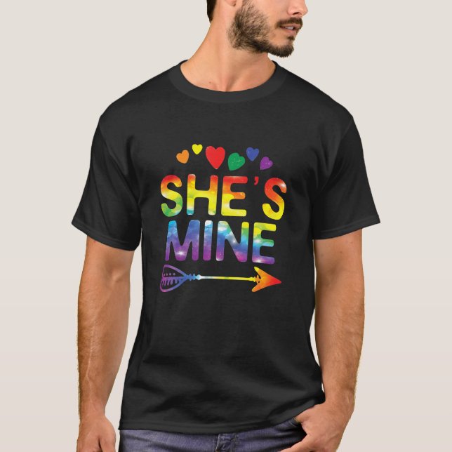 Lesbian Couple Funny She's Mine Matching LGBT T-Shirt (Front)