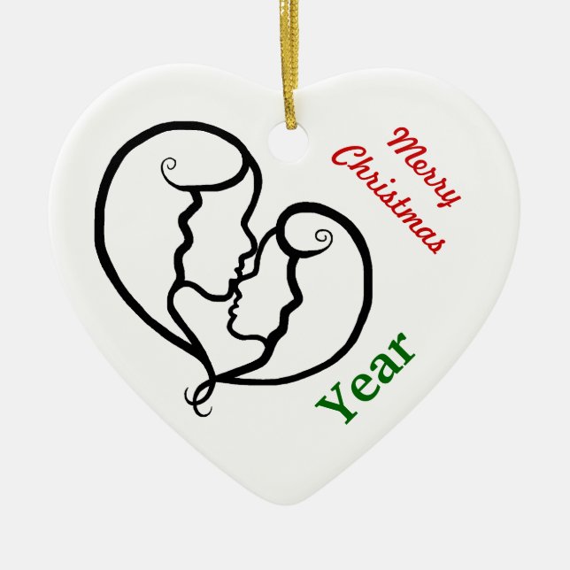 Lesbian Couple Icon Christmas Ornament Customise! (Front)