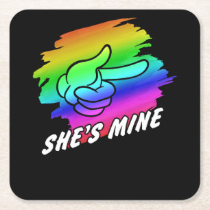 Lesbian Couple Im Hers Shes Mine LGBT Matchings Square Paper Coaster