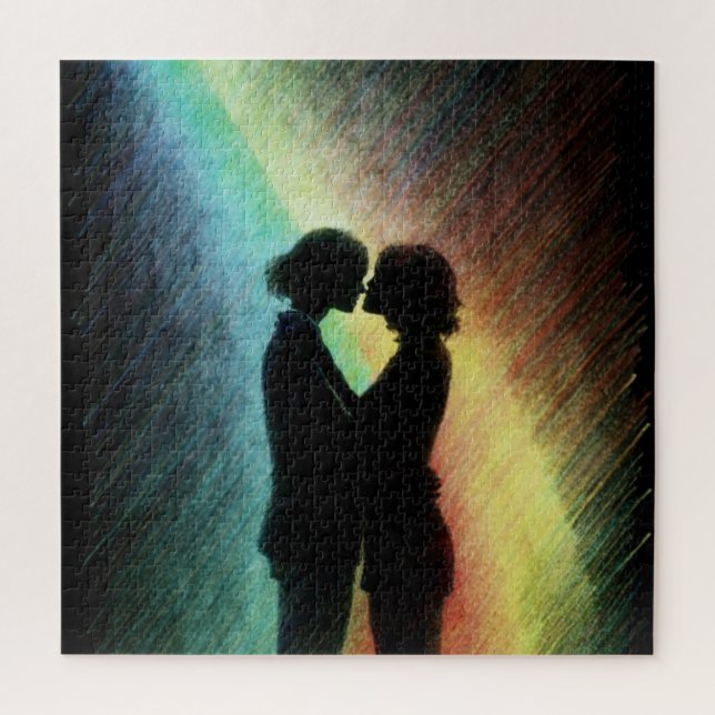 Lesbian Couple in Rainbow Jigsaw Puzzle (Vertical)