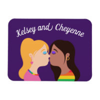 Lesbian Couple Kiss Cute Custom Gay Pride Purple