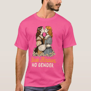 Lesbian Couple LGBT Pride LGBTQ Love Knows No Gend T-Shirt