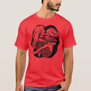 Lesbian Couple LGBTQ Pride Skeletons Kissing Day T T-Shirt